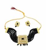 Bella Store Black Brass Handmade Kundan Golden Chokar Necklace with Shining Beads for Women