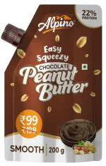 Alpino Easy Squeezy Chocolate Peanut Butter Smooth 200 G | 19 G Protein | High Protein Peanut Butter Creamy | Gluten-Free | Vegan
