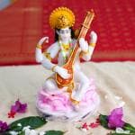 Chaque Decor Handpainted Goddess Mata Saraswati Idol for home Decor 8Inch) (White)
