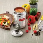 HAZEL Stainless Steel Plain Barani, Milk, Ghee, Oil Multipurpose Container, 1.5 Ltr, Silver