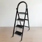 TNT The Next Trend 4 Step Steel Step-Ladder for Home | Heavy Duty Foldable Ladder with Wide Ant-Slip Steps and Anti-Skid Shoes - Black