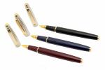 Ledos Gold Metal Vsign Stride Fine Nib Fountain Pens Cap Golden Trims (Pack of 3)