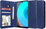 Unistuff Faux Leather Back Case Flip Cover for Realme C11 with ID Card Slot | Foldable Kickstand | 2 Card Slot | 1 Cash Slot - Executive Blue, 60073