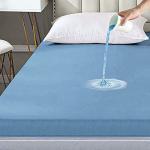 PREETI PILLOWS Ultra Soft Waterproof Terry Mattress Protector, Lycra Fit, Breathable, 48 * 72 - Elastic Fitted Bed Cover for Mattresses, Water Resistant (Sky Blue)