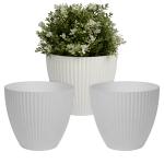 Kuber Industries Flower Pot | Flower Planter Pots for Indoor | Flower Pots for Outdoor | Pot for Garden & Balcony Flowering | Flower Plants Pot | Mega Flower Pot | 6 Inch | Pack of 3 | White