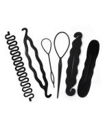 LYTIX Black Synthetic Twist Styling Clip Stick Bread Maker Hair Braiding Hair Accessories for Women (Pack of 6)