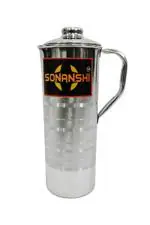 Sonanshi Silver Stainless Steel Water Fridge Jug 1 L (Pack Of 2)
