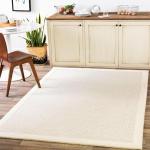 Surya Living Premium Siena 100% Wool Hand Tufted Area Carpet, Ideal of Bed Room, Dining Room, Kids Room, Color -Cream/Light Grey, Size -5x8 Feet