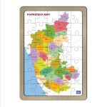 Mini Leaves Multicolor Wooden Karnataka Map Jigsaw Puzzle (Pieces Of 40)
