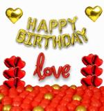 Hemito Foil Red,Gold Birthday Decoration Kit With Heart Shape,Happy Birthday Letter,Love Foil Balloon,En Heart,Chrome,Balloons,Birthday Decorations (Set Of 75)