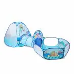 BUMTUM 3-in-1 Ocean Portable Ball Pool Tunnel & Tent house | Colorful Ball Pit Foldable With Basketball Hoop | Activity Indoor Outdoor Playhouse For Kids 1-5 Years - Balls Not Included