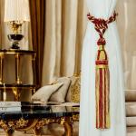 Amit Creations Modern Curtain Tieback Rope Tassels |Pack of 4 Pieces | Maroon Decorative Curtain Holders Tieback Curtain Clips Tieback Hooks | Curtain Tie Rope for Home & Office Decoration |Parda Holders |Windows Curtain Hook Accessories.