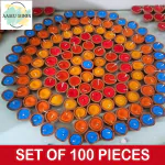 Handmade Diya Candles / Wax Filled Diya Candles For Spiritual Vibes, Pujas, Diwali & Home Decoration - Set of 100 Piece, Multicolour