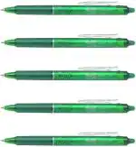 Pilot Frixion Clicker Erasable Roller Ball Pen | Tip Size - 0.7 MM | Retractable Pen With Dimpled Grip and In-built Eraser | Ink Colour - Green | Pack of 2