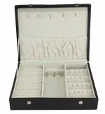 atorakushon All in One Jewellery Gift Box with Locke for Ring Pendant Earring Necklace Bracelet Organizer Storage Holder Display Portable Black