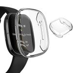 RUPELIK (Silicon Versa 4 Watch Case Transparent) TPU Soft Full Screen Guard Protector Case Protective Cover Saver Bumper Shell Accessories for Fitbit Versa 4 / Sense 2 (Transparent)