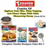 SOOPER Cake Mix 250g+ Whipping Cream 50g+Dark Choco Chips 50g+ SCOOP Topping (350 g, VANILLA & DARK CHOCO CHIPS, Pack of 3)
