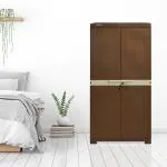 Nilkamal Freedom Mini Medium Cane (FMMCANE) Plastic Cabinet for Storage| Space & Clothes Organizer| Shelves| Cupboard| Almari| Wardrobe| Living Room| Adult & Kids| Multipurpose for Home Kitchen & Office Rattan Dark Beige DIY