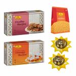 Haldiram's Nagpur Orange Burfee 250Grams, Dodha Burfee 250 gm,  Aloo Bhujia(200 gm) with 2  Small  Diya