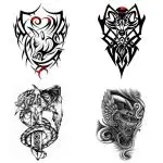 Temporary Tattoowala Trible Black Designs arts Pack of 4 Temporary Tattoo Sticker For Men and Woman Temporary body Tattoo (2x4 Inch)