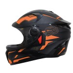 Steelbird SBH-17 Terminator ISI Certified Full Face Graphic Helmet in Matt Finish(Large 600 MM, Black Fluo Light Orange with Clear Visor)