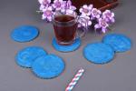 Vatsin Premium Resin Round Coasters Tea, Coffee Coasters for Home & Dining Table, Office, Table Accessories, for Gifting (Set of 6, Light Blue)