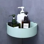 SHOPITECH Corner Shelf Bathroom Kitchen Rack Self Adhesive Shower Caddy Plastic Triangle Wall Mount Storage Basket Plastic Wall Shelf (Number of Shelves - 1, White)