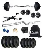 Protoner home gym 12 kgs, 3 kg x 4 plates, 1 x 3 feet bar,2 x Dumbbell rods , Gloves , gripper , sweat bands and gym bag