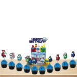 Festiko Among Us Theme Combo (11 Pcs) (Cake, Cupcake Toppers)