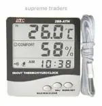 HTC Digital Indoor Outdoor Hygro Thermometer with Clock 288-ATH