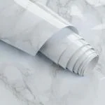 Bacasa White PVC Marble Aluminum Foil Kitchen Stickers Waterproof Self Adhesive Wallpaper (60x200cm)