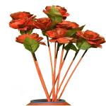 CRAFTWAFT BEAUTY ROSE STICK Red Rose Artificial Flower (2.6 inch, Pack of 10, Flower Bunch)
