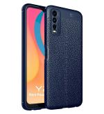 Golden Sands for Vivo Y20 Back Cover Leather Texture Slim Shockproof Armor TPU Mobile Cover Case for Vivo Y20, Vivo Y20G, Vivo Y20S, Vivo Y20 2021, Vivo Y20A, Vivo Y20i, Purist Blue