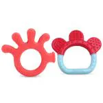 LuvLap Multicolor Silicone Finger and Ring Design Baby Teether (Pack of 2)