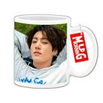 Mug Morning Ceramic BTS Jungkook Lying On The Grass Coffee Mug for Girls (White, 325 ml)