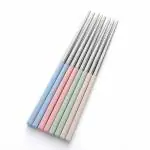 LISHONN 4 Pairs Reusable Metal Stainless Steel Spiral Wheat Chopsticks Dishwasher Safe Lightweight Easy to Use Metal Chop Stick Utensils