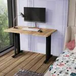 Ventuos Metal Table Legs 1-Shaped 18 Inch Desk Legs, Modern Welded Cast Iron Dining Table Legs Base, DIY Industrial Table Legs (2pcs Set), Black.