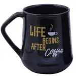 RAFOLEEN Black Coffee Mug 380ml ceramic Coffee mug Life Begins After Coffee