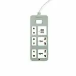 DOTCOM Slim 5 Way Extension Board and 2 USB Connector 5 Socket Extension Boards (White)