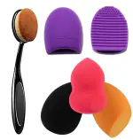 Doucce Beauty 3 Shape Makeup Blender Sponges With Oval Shape Foundation Brush And Brush Cleaner