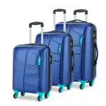 Safari Crypto, TSA Lock, Set of Small Medium& Large Size Cabin and Check-in Trolley Luggage Suitcases for Travel, 4 Wheel, Midnight Blue Color 55Cm, 65Cm & 77Cm