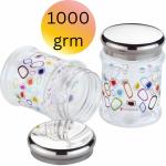 pelton Duro Pet Jar Plastic Spice Storage GROCERRY container StainlessSteel Cap 1000gm (Pack Of 2)