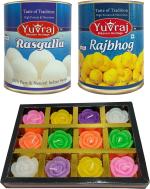 Yuvraj Food Product Bikaneri Sweets Rajbhog and Rasgulla Mithai Set With Gift Combo Pack (Pack of 2 x 1 kg)