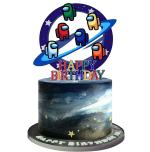 Festiko Among Birthday Cake Topper For Gamers, Large Size Video Game Theme Birthday Party Decoration Supply