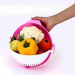MOLTERA Vegetables & Fruit Draining Strainer Detachable | Double Layer Drain Baskets Bowl