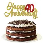 Festiko Happy 40th Anniversary Cake Topper 40 Birthday Anniversary Cake Decoration For Men Women 40 Years Love Wedding Party Supplies