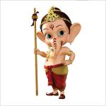 Artway India Cartoon Animated 3D Ganesha Vinyl Wall Sticker (65x50 cm, Multicolour)