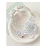 ROYALZY Charger Case Cover with 360-degree Full Protection, Sparkle Heart Design Suitable for iPhone for 18-20W USB-C Power Adapter Charger Cover (Sliver)