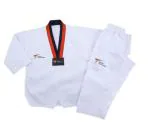 Lewon International Unisex Red, Black Cotton Taekwondo Uniform With Strap ( 6 To 8 Years)