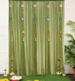 SPECIALYOU.IN Dark Green Chiffon Like Fabric Stitched Cloth Wedding Backdrop with Chakra latkans Marriage Decoration Items for Wedding, haldi, Mehendi - 11 Items